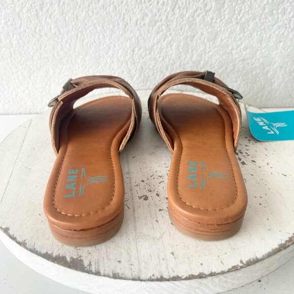 Lane Boots Womens Western Sandals 6.5 Brown Casual Cowgirl Slip on Buckle Flats - Picture 3 of 10
